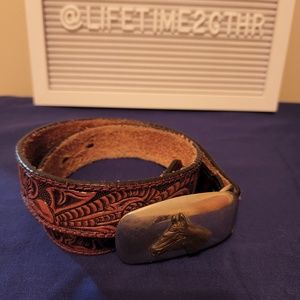 Noona Belt Co Childs Leather Carved Belt